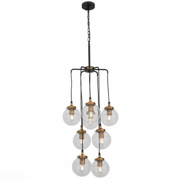 ST LUCE SL234.443.08 Люстра подвесная  Черный, Золото/Прозрачный E27 8*40W ST LUCE SL234.443.08 Люстра подвесная  Черный, Золото/Прозрачный E27 8*40W