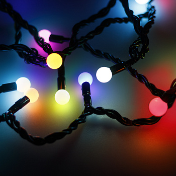 Arlight Светодиодная гирлянда ARD-BALL-CLASSIC-D13-5000-BLACK-50LED RGB (230V, 3.5W) (Ardecoled, IP65) 025567