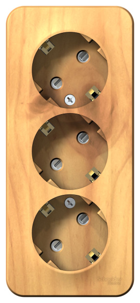 Купить Systeme Electric Blanca наруж Ясень Розетка 3-ая с/з со шторками 16А, 250В, изолир. пластина