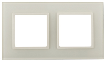 ЭРА Рамка для розеток и выключателей ЭРА Elegance 14-5102-02 на 2 поста, стекло, Эра Elegance, слоновая кость+слоновая кость