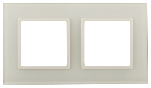 ЭРА Рамка для розеток и выключателей ЭРА Elegance 14-5102-02 на 2 поста, стекло, Эра Elegance, слоновая кость+слоновая кость