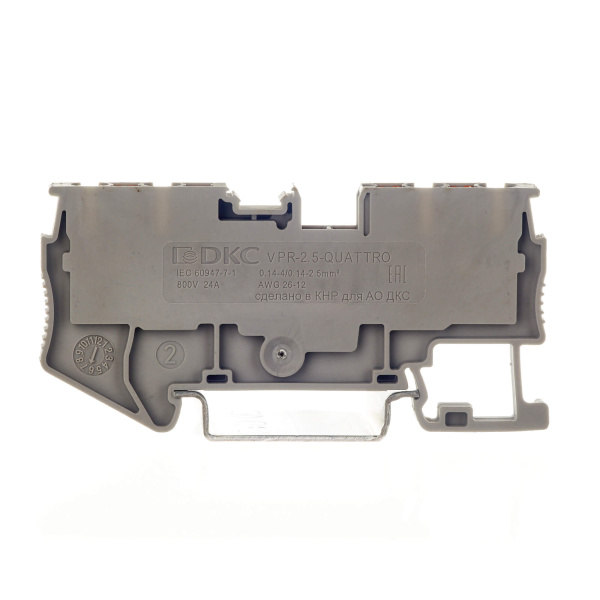 Купить DKC Nuputuk Клемма проходная, зажим push-in, 4 точки подключения, 2.5 кв.мм, серая