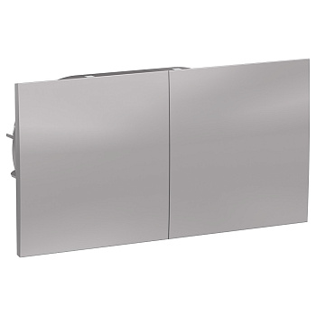 Systeme Electric AtlasDesign Алюминий Розетка с/з двойная, со шторками, с крышкой, 16А, в сборе