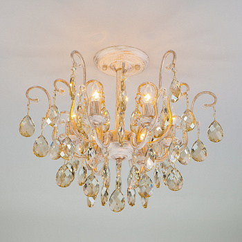 Eurosvet Люстра с хрусталем 10022/6 белый с золотом 00000074429