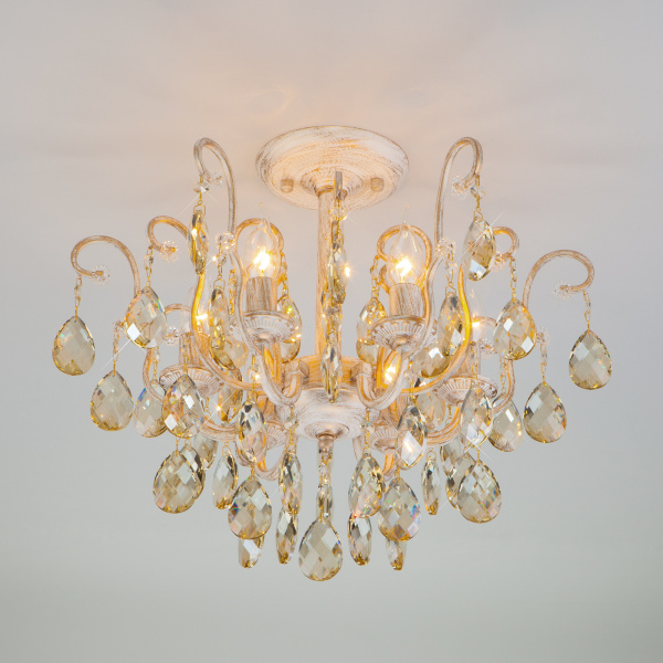 Eurosvet Люстра с хрусталем 10022/6 белый с золотом 00000074429