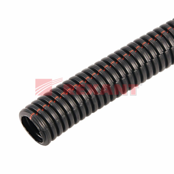 Труба автомобильная гофрированная НЕГОРЮЧАЯ 6,8 мм ПП 50 м разрезная Rexant 15-0751