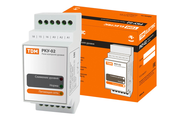 TDM Реле контроля уровня РКУ-02-1нас/1рез/2ур/3датч-230/400В-DIN (без датчиков) SQ1507-0003