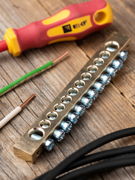 Купить EKF PROxima Шина PEN "ноль-земля" (8х12мм) 12 отверстий латунь крепеж по краям