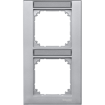 SE Merten SM Алюминий Рамка 2-ая с полем для надписи вертикальная (MTN476260)