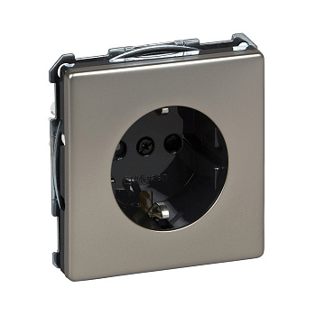 SE Merten SD Сталь Розетка с/з с защитными шторками, безвинт.зажим MTN2300-4146