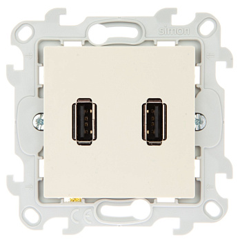 Simon 24 Слоновая кость Коннектор 2хUSB 2.0 тип A 2411090-031