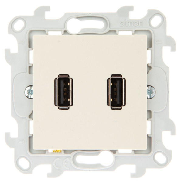 Simon 24 Слоновая кость Коннектор 2хUSB 2.0 тип A 2411090-031