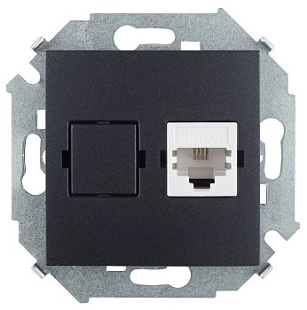 Simon 15 Графит Розетка телефонная RJ11, винт. зажим 1591480-038