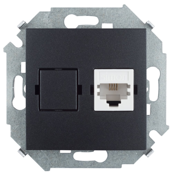 Simon 15 Графит Розетка телефонная RJ11, винт. зажим 1591480-038