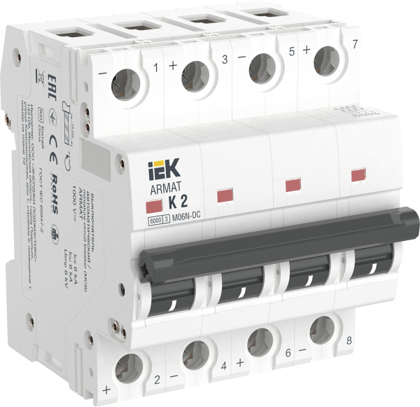 IEK ARMAT Автоматический выключатель M06N-DC 4P K 2А AR-M06N-4-K002DC
