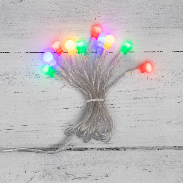 NEON-NIGHT Гирлянда светодиодная «Шарики» 1.5 м, 10 LED, прозрачный ПВХ, цвет свечения мультиколор, 2 х АА (батарейки не в комплекте) 303-092