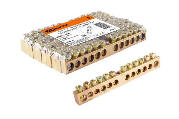 TDM Шина "N" нулевая 6х9мм 12/1 (12 групп/крепеж по центру) SQ0801-0040