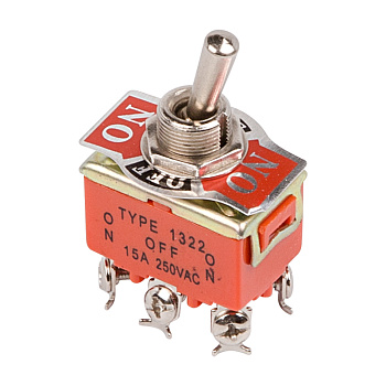 Тумблер 250V 15А (6c) ON-OFF-ON двухполюсный Rexant 36-4132