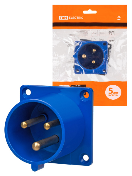 TDM Вилка 623 скрытая 2Р+РЕ 32А 220В IP44 SQ0607-0004