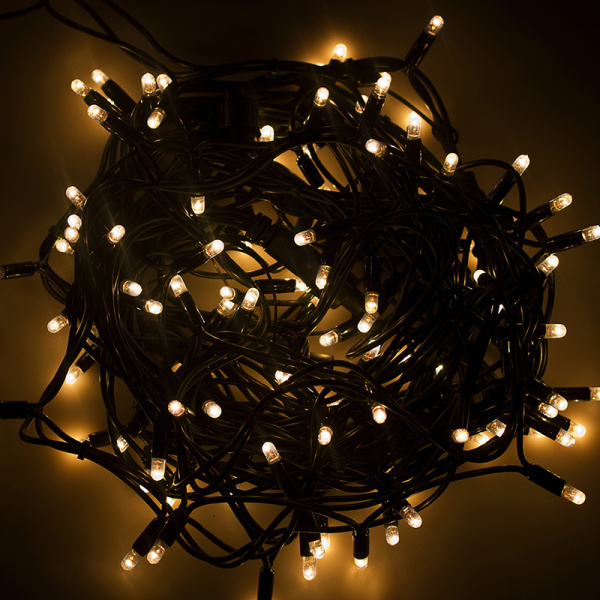 NEON-NIGHT Дюраплей 10 м, черный каучук, 100 LED, цвет белый/теплый белый, Flashing (каждый 6 диод), 24 В 311-135