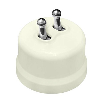 BIRONI Лизетта Пластик Слоновая кость Выключатель 2-кл (тумблерный), ручка Серебро B1-232-211-S