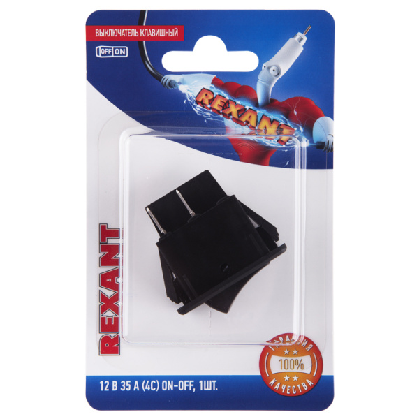 Выключатель клавишный 12V 35А (4с) ON-OFF с красной подсветкой (ASW-17D) (в упак. 1шт.) Rexant 06-0336-B
