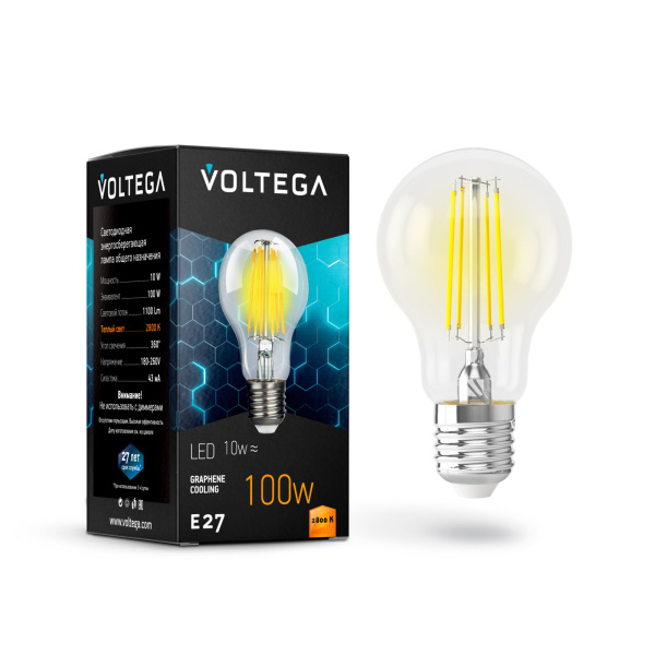 Voltega VG10-А1E27warm10W-F ЛОН Е27 2800К 10W Графен 7102
