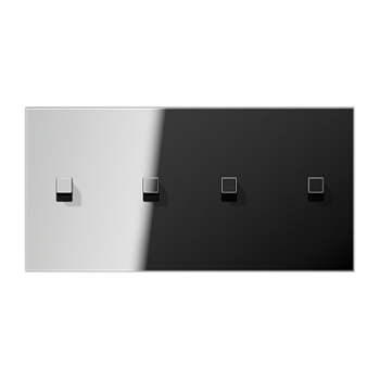 JUNG LS1912 Хром Центральная плата, 2 поста, для горизонтальной установки, тумблеры 2+2,куб; метал. исполнение GCR12-250E22