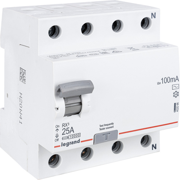 Купить Legrand RX3 УЗО 4P 100мА 25А (AC) 402066
