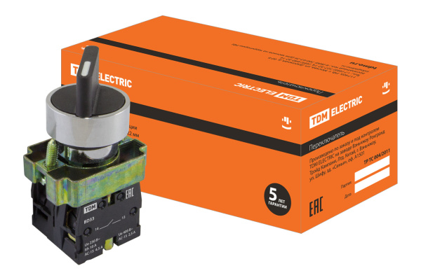 TDM Переключатель BD33 черный 3 положения I-0-II стандарт. ручка 1з+1з SQ0703-0011