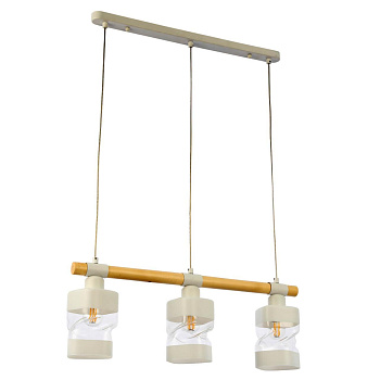 Evoluce SLE114503-03 Светильник подвесной Белый, Светлое дерево/Белый, Прозрачный E27 3*60W