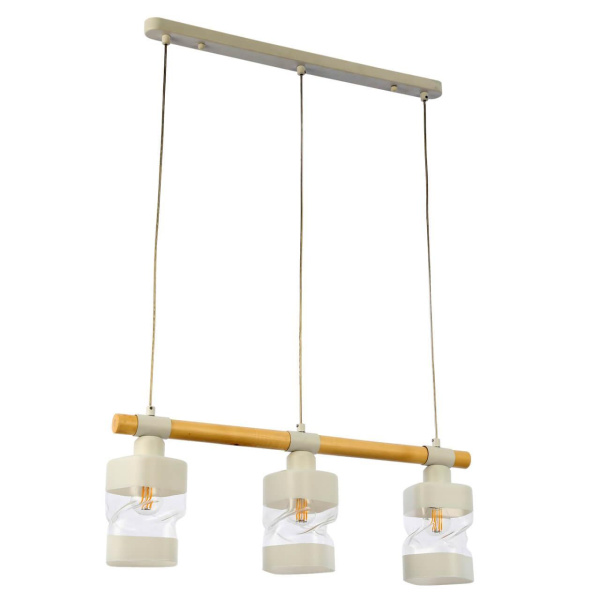 Evoluce SLE114503-03 Светильник подвесной Белый, Светлое дерево/Белый, Прозрачный E27 3*60W