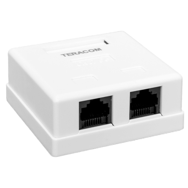 EKF Розетка настенная TERACOM Cat.5E неэкранированная 2 порта RJ-45 Dual IDC белая