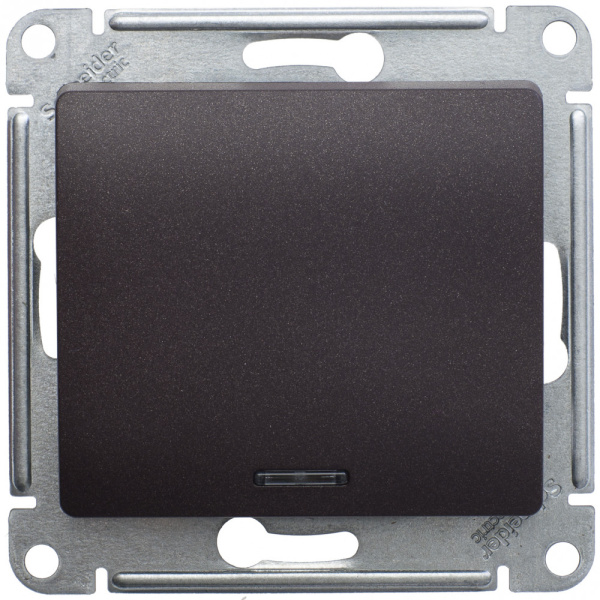 Systeme Electric Glossa Шоколад Мех Переключатель 1-клавишный с подсветкой сх.6а, 10АХ