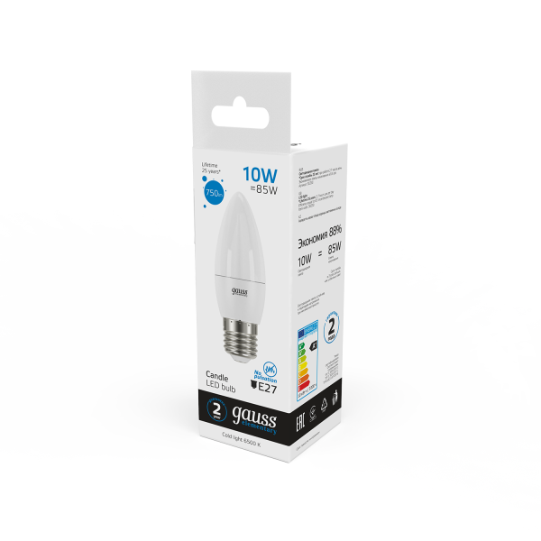 Купить Gauss Лампа Elementary Свеча 10W 750lm 6500K E27 LED 30230