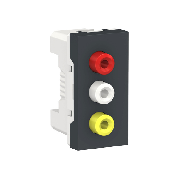 SE Unica Modular Антрацит Розетка 3 RCA, 2 модуля NU343154