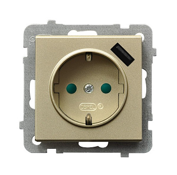 Ospel Sonata Шампанский золотой Розетка 1-я с/з Schuko + USB-зарядное устройство GP-1RSPUSB/m/39