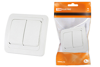 TDM Выключатель 2-кл. 10А белый "Валдай" SQ1804-0002