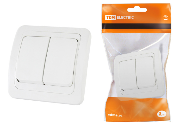 TDM Выключатель 2-кл. 10А белый "Валдай" SQ1804-0002