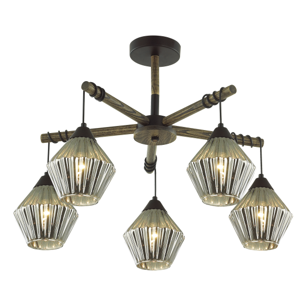 Купить Lumion 4564/5C COUNTY LN21 черный, дерево Люстра потолочная E27 5*60W 220V JUSTINE