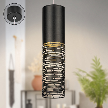 ЭРА Светильник подвесной (подвес) PL27 BK MR16 GU10 потолочный цилиндр черный