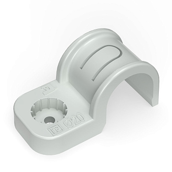 Промрукав Крепеж-скоба пластиковая односторонняя для прямого монтажа атмосферостойкая серая в п/э d20 мм (50шт/600шт уп/кор) PR13.0369