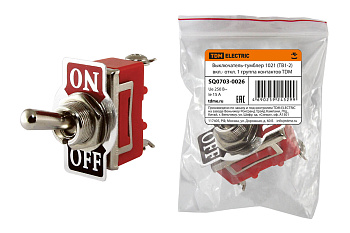 TDM Выключатель-тумблер 1021 (ТВ1-2) вкл.- откл. 1 группа контактов SQ0703-0026