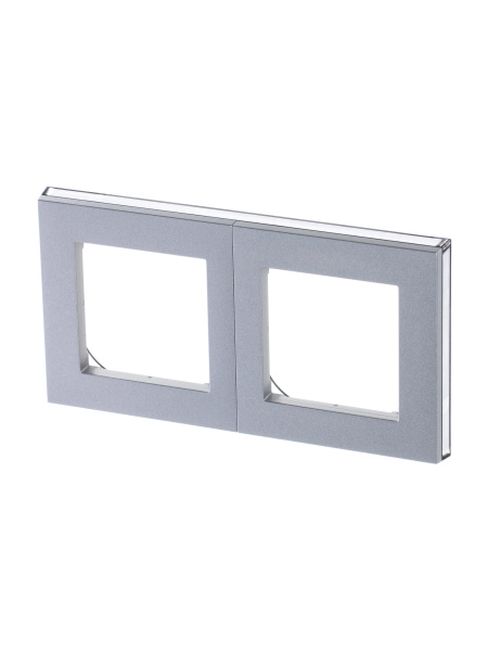 ABB EPJ Levit серебро / дымчатый чёрный Рамка 2 поста 2CHH015020A6070