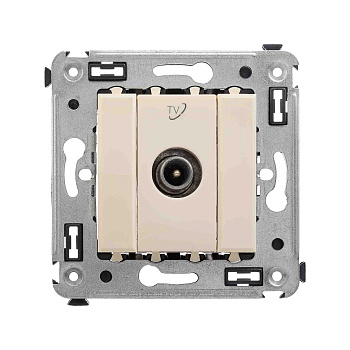 DKC Розетка TV проходная в стену, "Avanti", "Ванильная дымка"