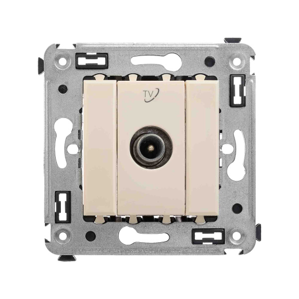 DKC Розетка TV проходная в стену, "Avanti", "Ванильная дымка"
