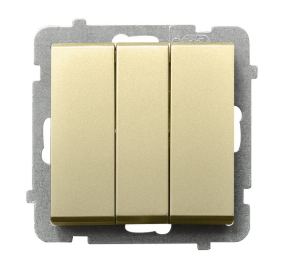 Ospel Sonata Шампанский золотой Выключатель 3-клавишный , без рамки ŁP-13R/m/39