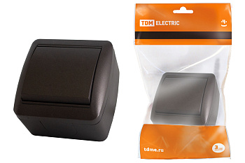 TDM Выключатель 1-кл. открытой установки IP44 10А шоколад "Селигер" SQ1818-0201