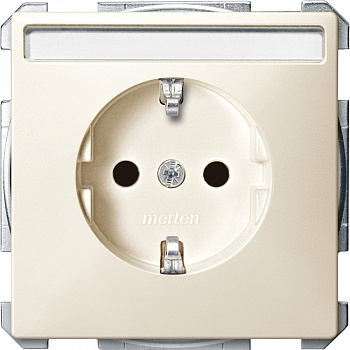 SE Merten SD QuickFlex Беж Механизм розетки (с накладкой) с/з с защитными шторками, с полем для надписи MTN2302-4044