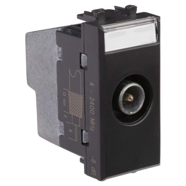 Купить DKC Розетка TV проходная модульная, "Avanti", "Черный матовый", 1 модуль